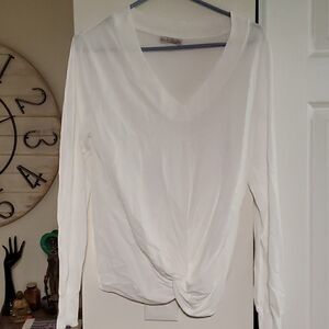 Lightweight faux tie front sweater